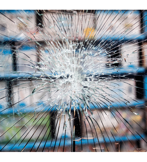 Storefront glass that has been damaged