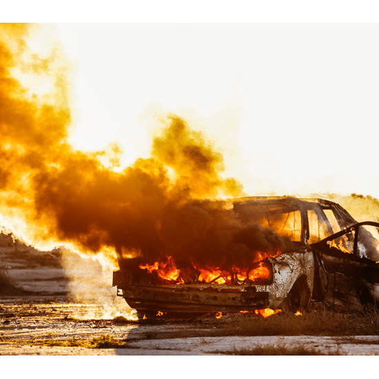 Car engulfed in flames