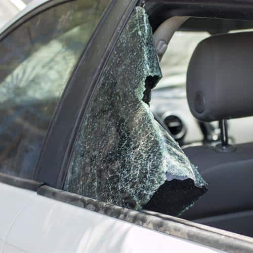 Smashed window of a car